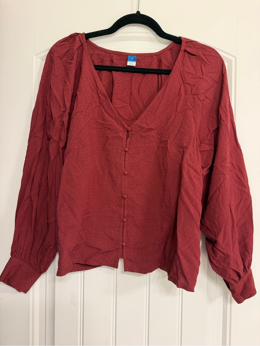 Old Navy Rust Red Button-Front V-Neck Blouse
